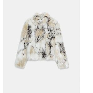 Zara Faux Fur Jacket in White and Brown